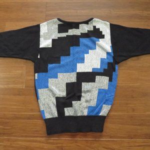 Womens 1980s Geometric Sweater Small Retro Vintage 37 Bust